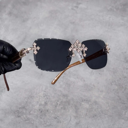 CH Inspired Gold Triple Cross Sunglasses β Black Lens