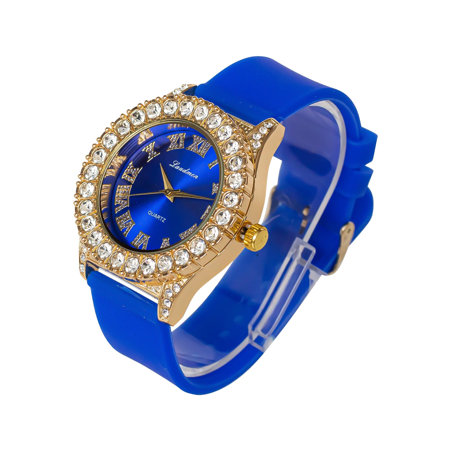 Women's Gold Plated Full Iced Bling Out Hip Hop Luxury Fashion Lab Diamond CZ Quartz Movement 44MM Dial Watch