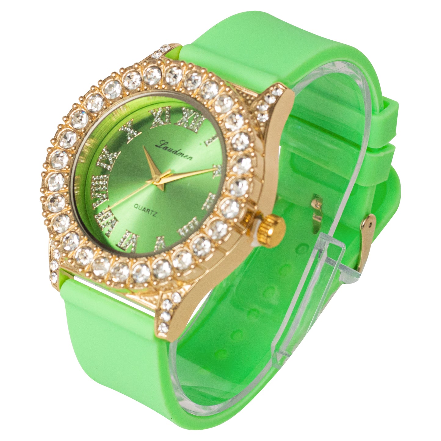 Women's Gold Plated Full Iced Bling Out Hip Hop Luxury Fashion Lab Diamond CZ Quartz Movement 44MM Dial Watch