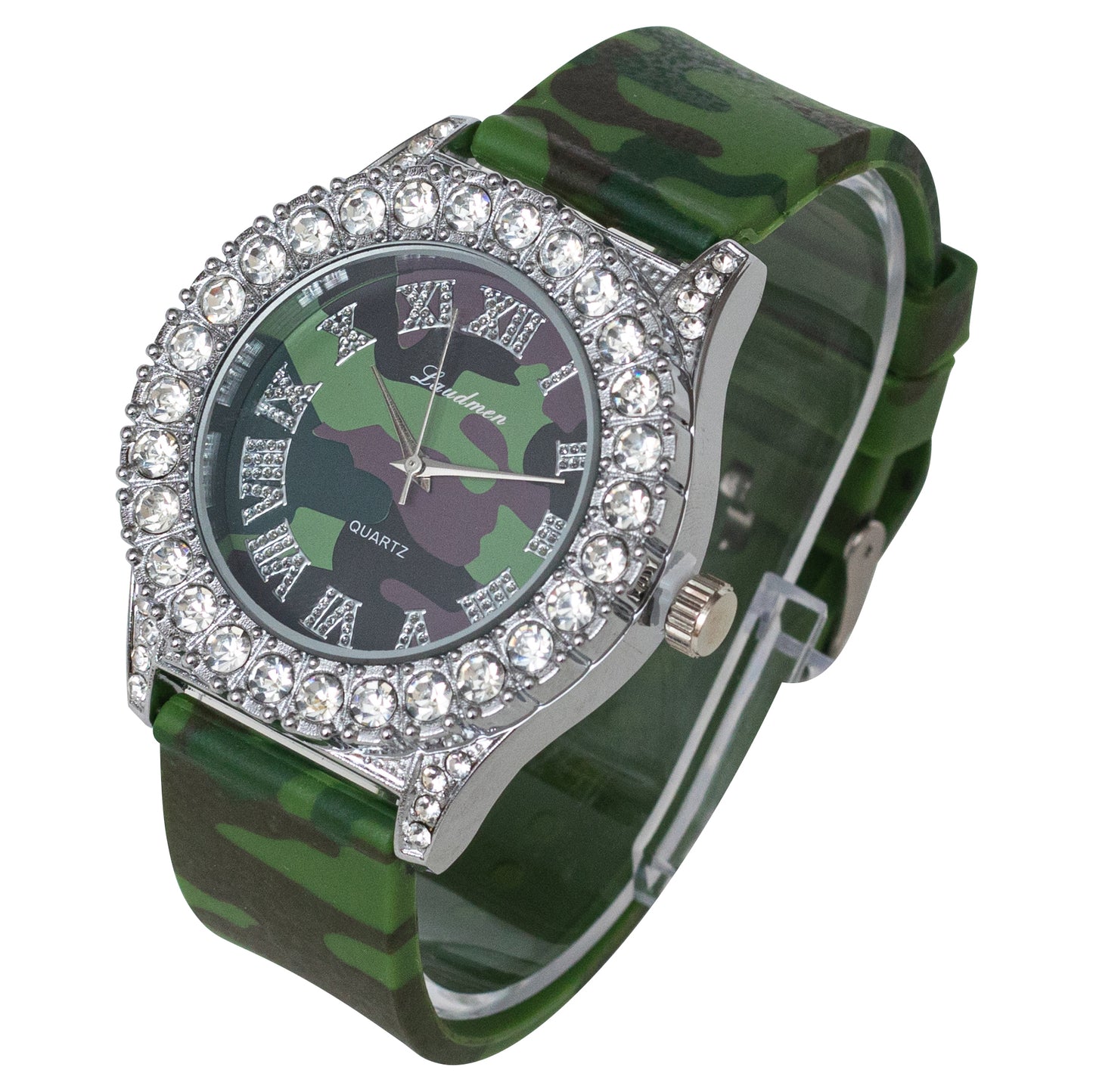 Women's Gold Plated Full Iced Bling Out Hip Hop Luxury Fashion Lab Diamond CZ Quartz Movement 44MM Dial Watch