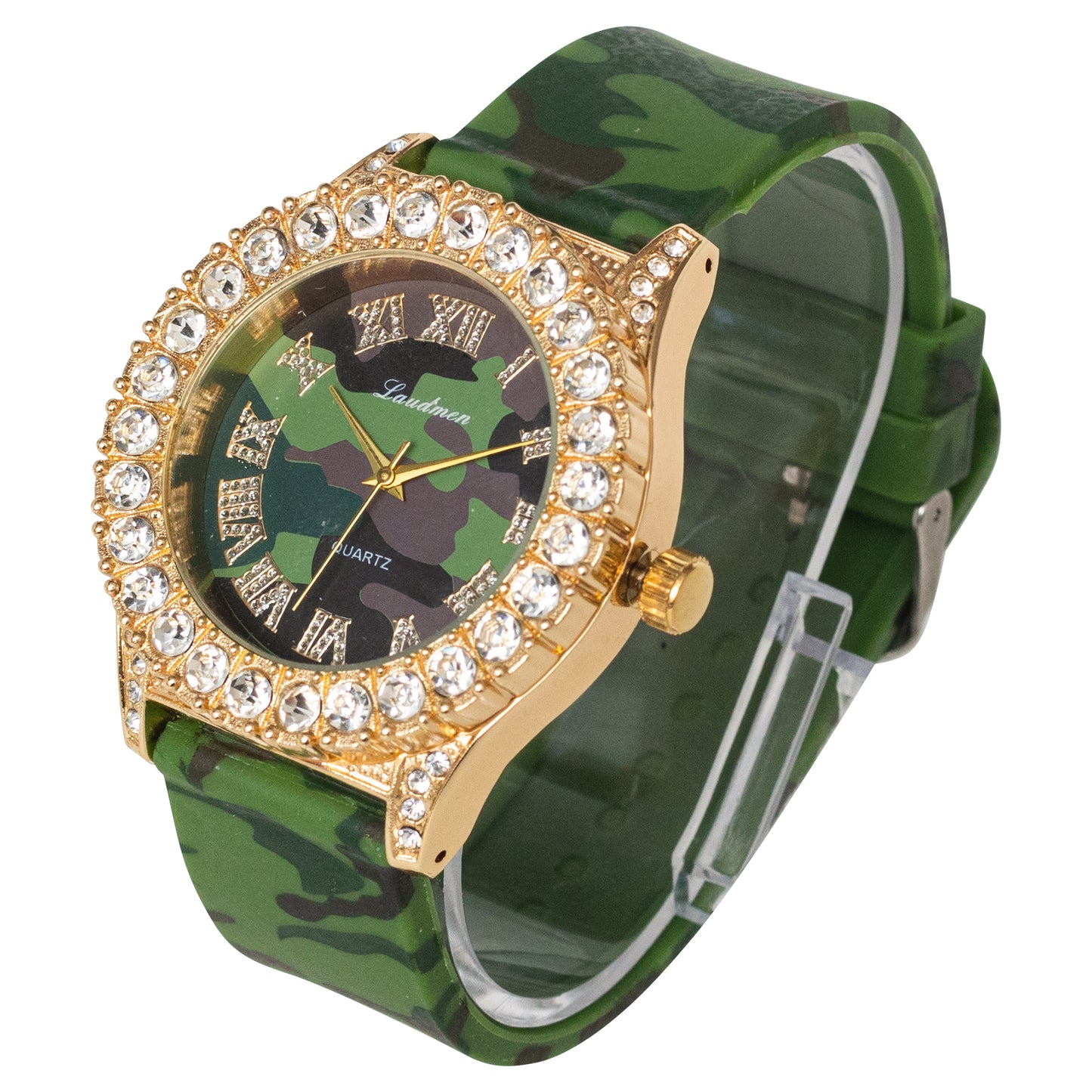 Women's Gold Plated Full Iced Bling Out Hip Hop Luxury Fashion Lab Diamond CZ Quartz Movement 44MM Dial Watch