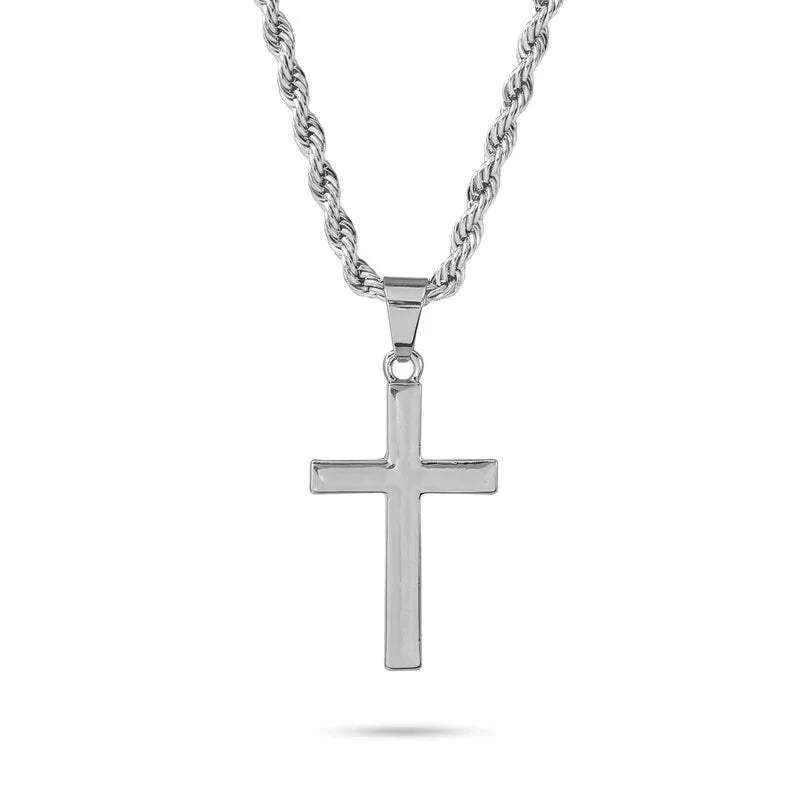 Men's Iced Out Lion & Cross Pendant Set with Clover Chain - 3 Piece Classic Hip Hop Jewelry Gift