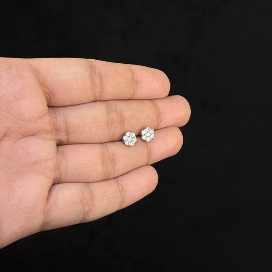 5mm Octagon Moissanite Cluster Earrings, 0.32ct DIamond Studs in White Gold