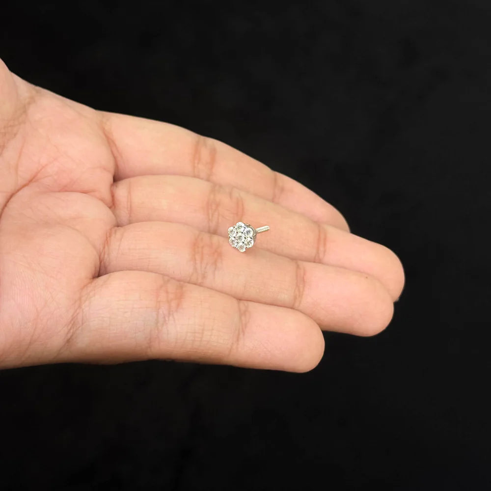 5mm Octagon Moissanite Cluster Earrings, 0.32ct DIamond Studs in White Gold