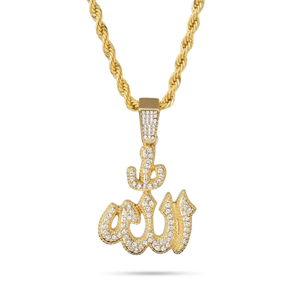 Men's Medium Allah Pendant with 4mm Rope Necklace