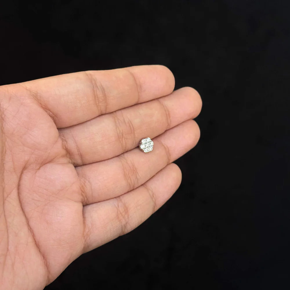 5mm Octagon Moissanite Cluster Earrings, 0.32ct DIamond Studs in White Gold