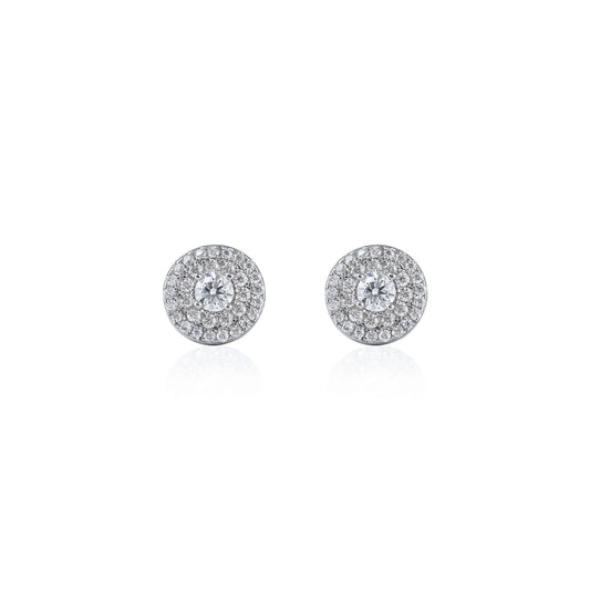 9mm Round Moissanite Cluster Earrings, 0.67ct Diamond Studs in White Gold