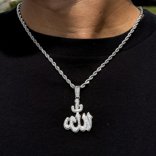 Men's Medium Allah Pendant with 4mm Rope Necklace
