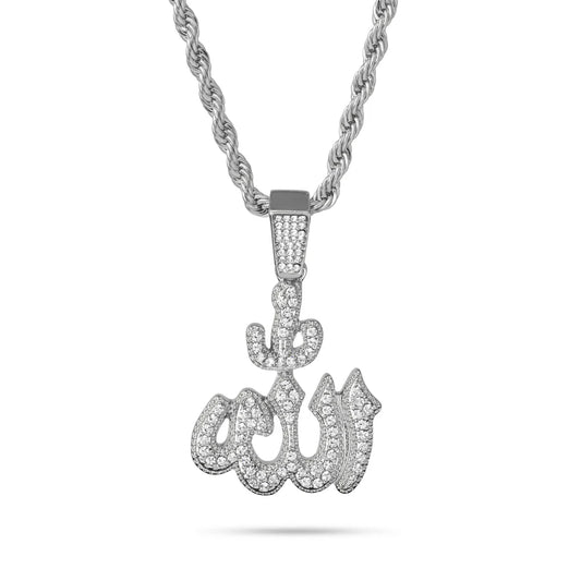 Men's Medium Allah Pendant with 4mm Rope Necklace