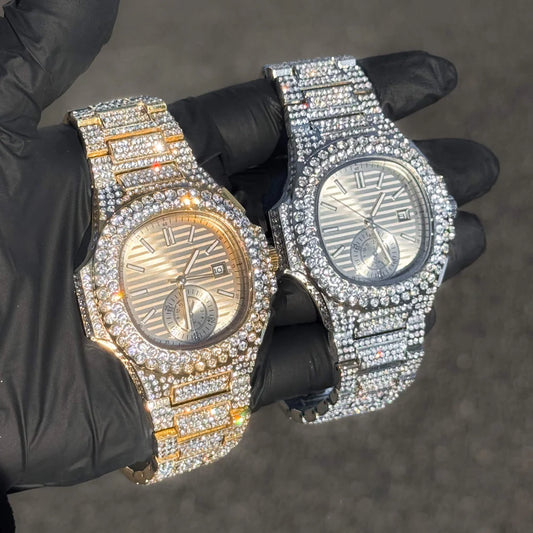 Men's 43mm Luxury Iced Out Watch - Quartz Movement - Diamond-Encrusted Timepiece